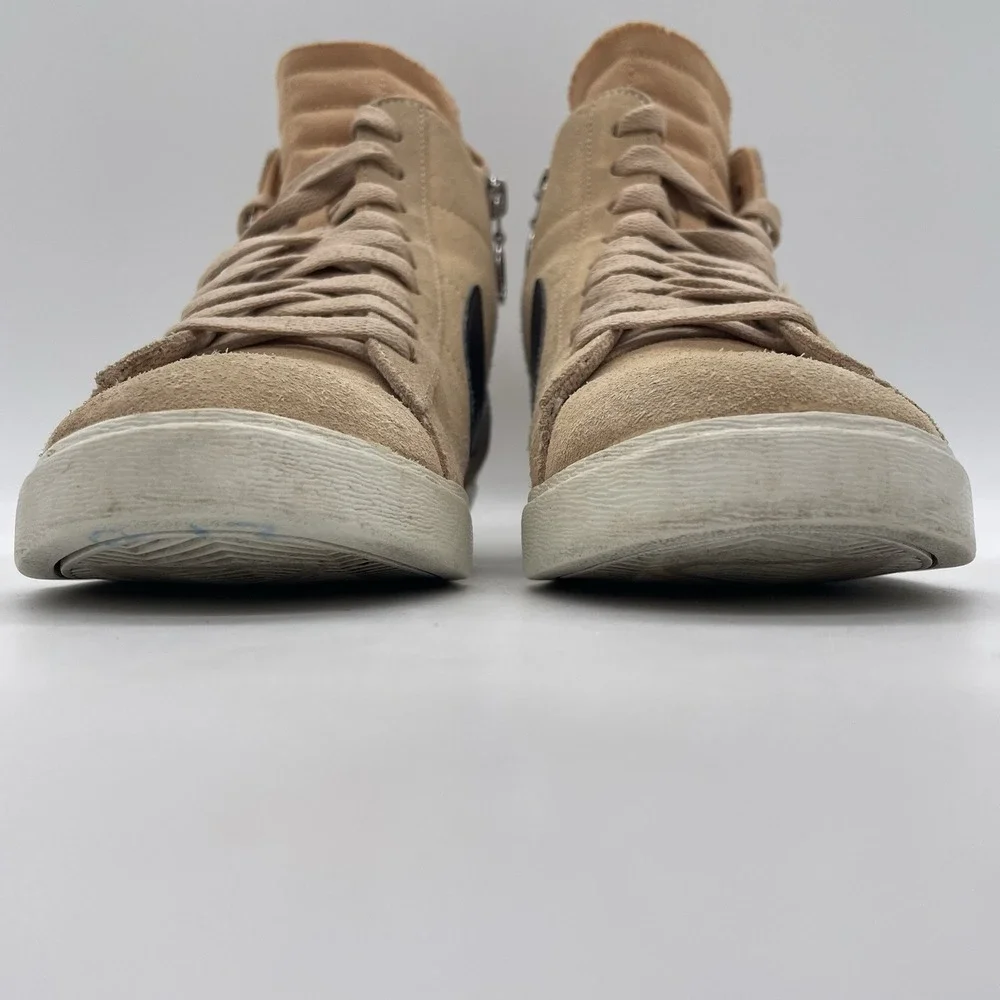 Nike Womens 7 Shoes Shoes Blazer Mid Rebel XX Bio Beige Suede Sneakers Side Zip‎